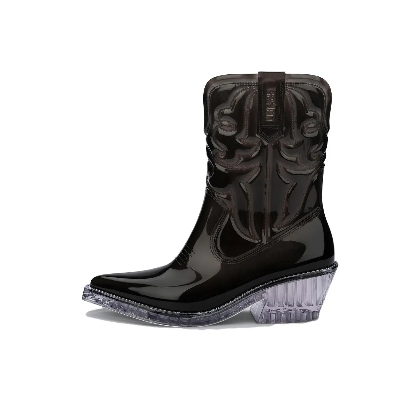 Melissa Rain Boots Black Women's Crystal Transparent/Black Transparent/Pink Transparent