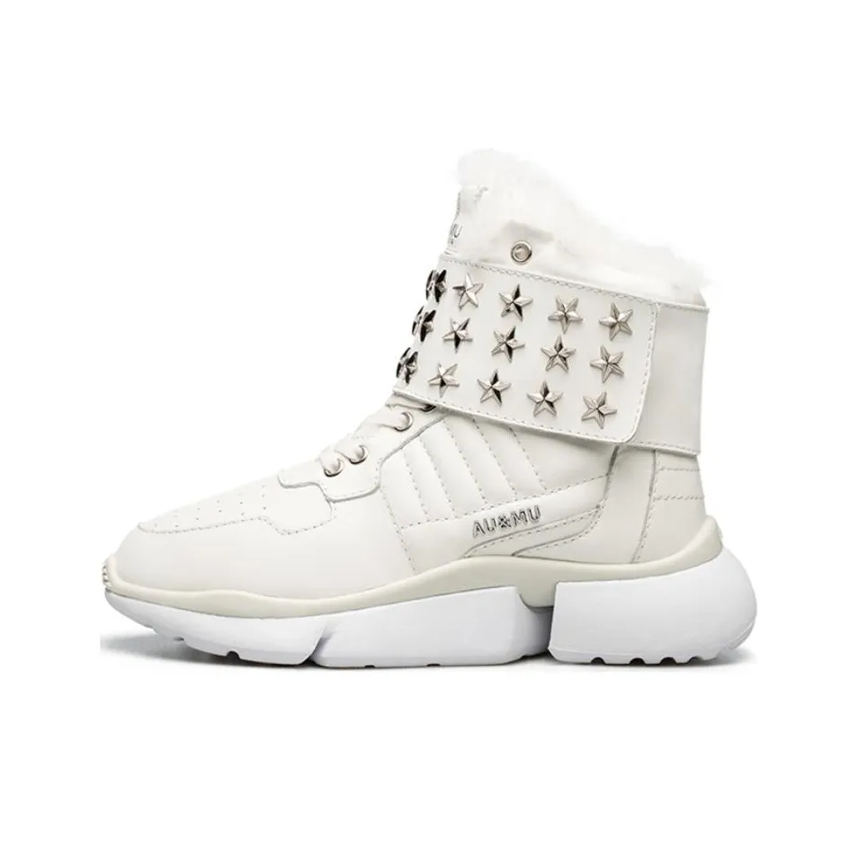 AU MU Термические Увеличение Высоты Кроссовки для Сноубординга 4CM Женские Белые