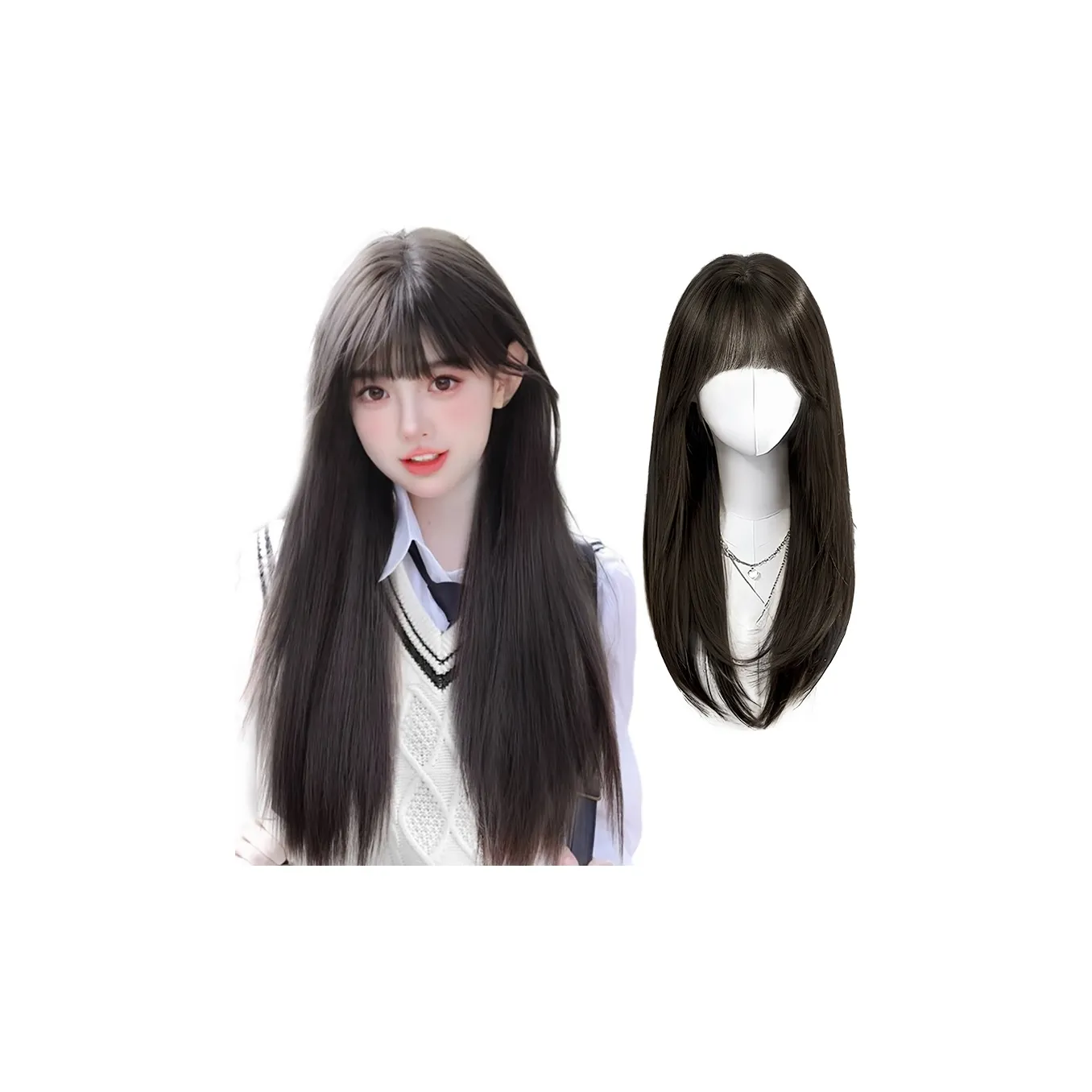 WANWANFENG Полная Голова COVER с Рекомендуемый возраст Уменьшающий Черный Длинный Прямой Стиль Парики