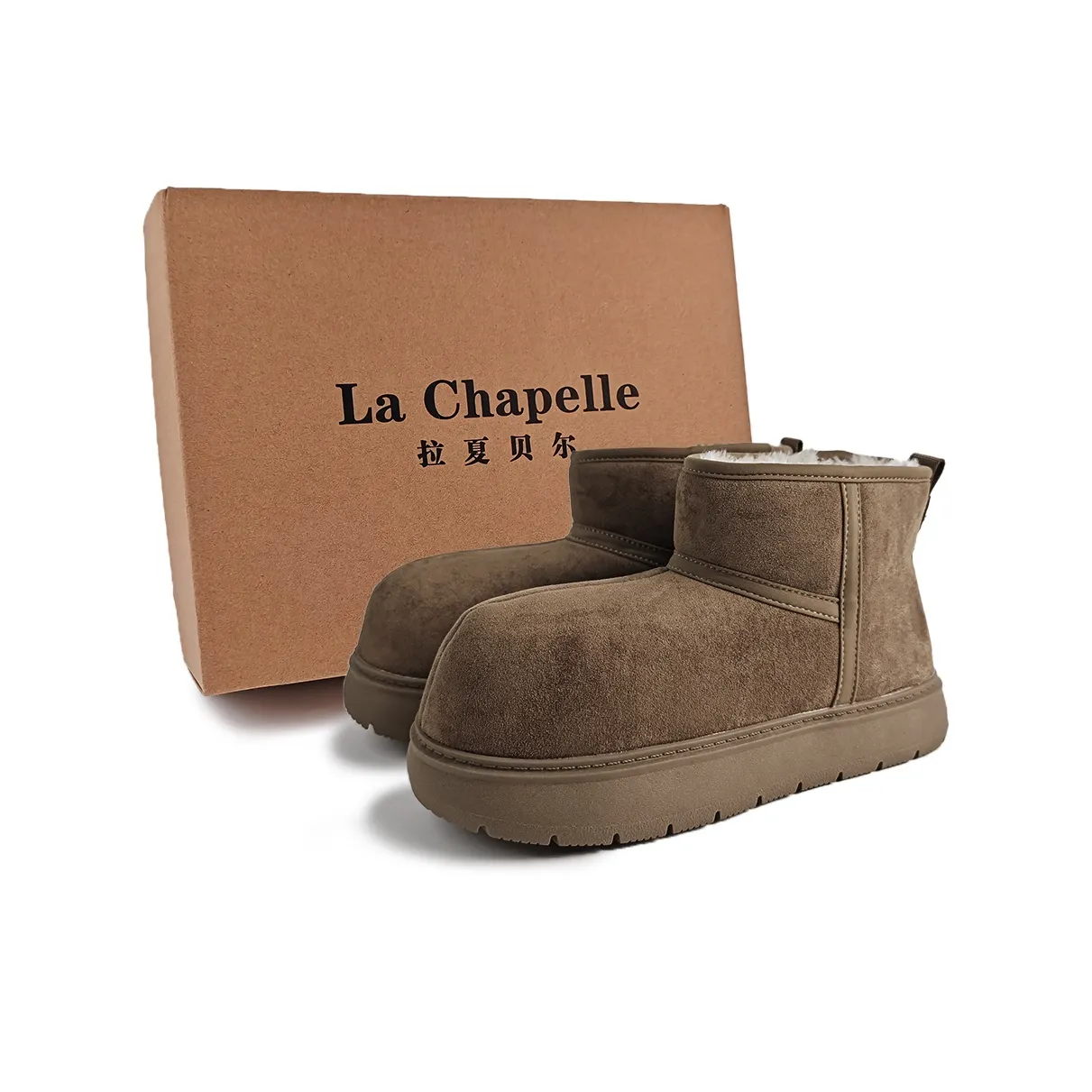 La Chapelle Винтаж Insulated Ботинки Теплоизоляционный Устойчивый к истиранию Короткий Сноубутсы Женские Кофе