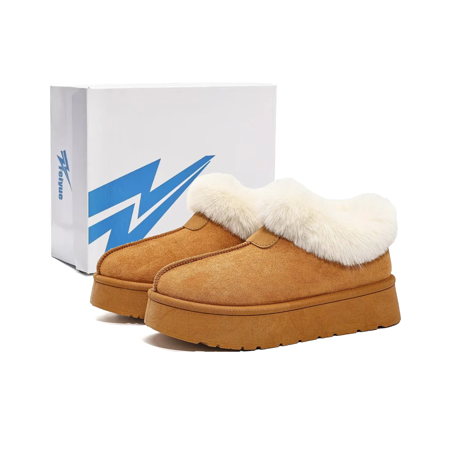 Feiyue Коробка Включено Осенний Зимний Утепленный Обувь Утолщенный And Флис Подкладка Укороченный Короткий Снегобутсы Женские Коричневый