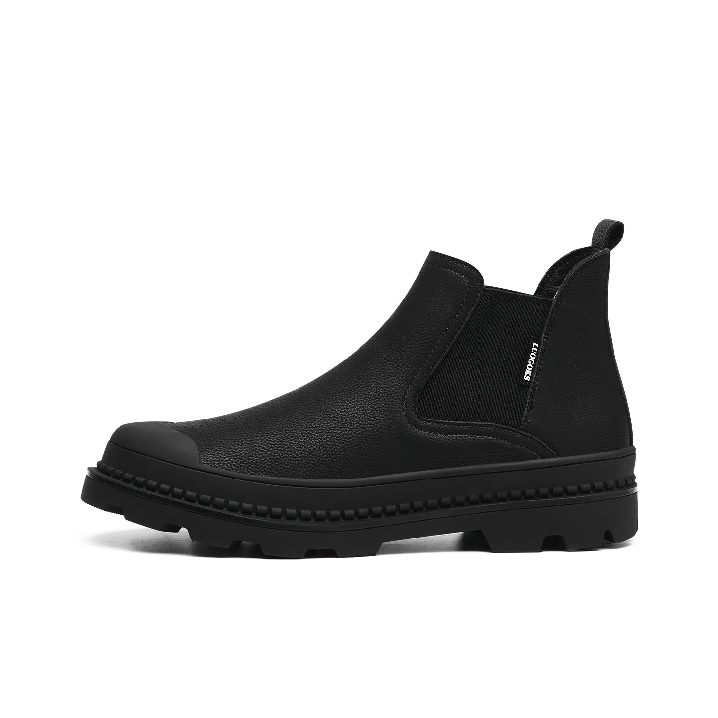 LUOGOKS Short Chelsea Boots 4cm Men's Black