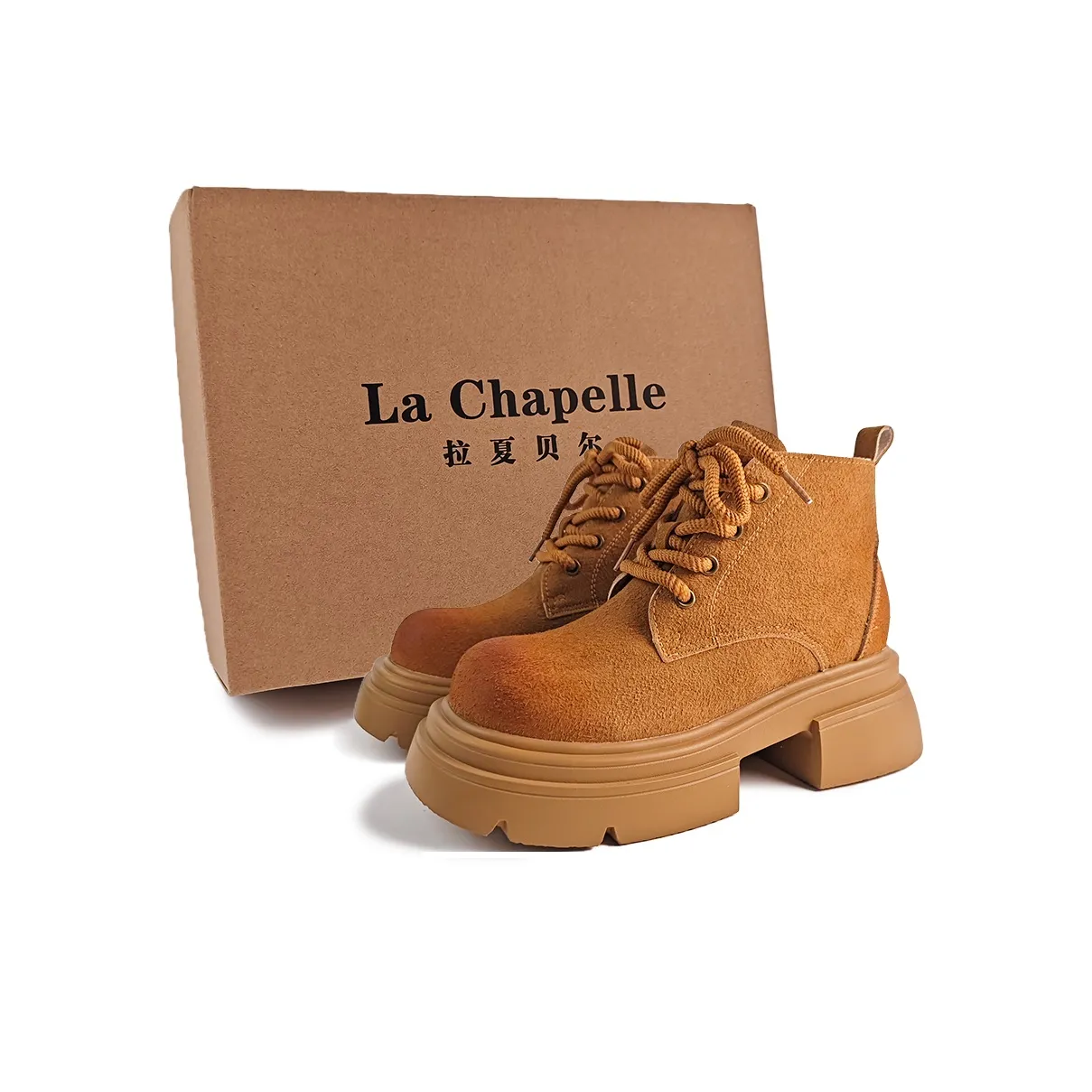 La Chapelle Универсальный Грубый каблук Желтый Ботинки Короткий Мартин Boot 6 см Женские