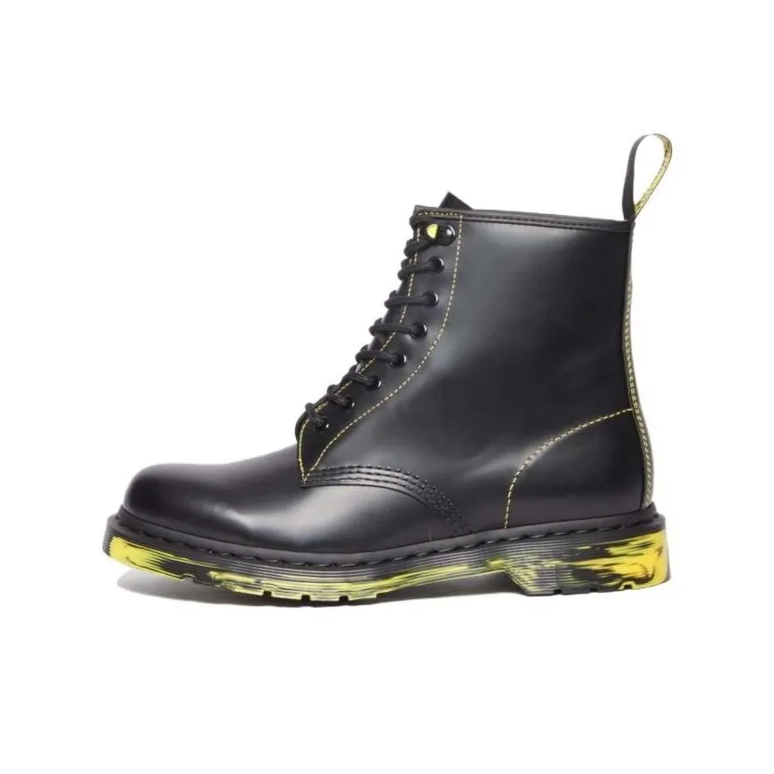 Dr.Martens Колено Высокий Мартин Ботинок Унисекс Черный Желтый