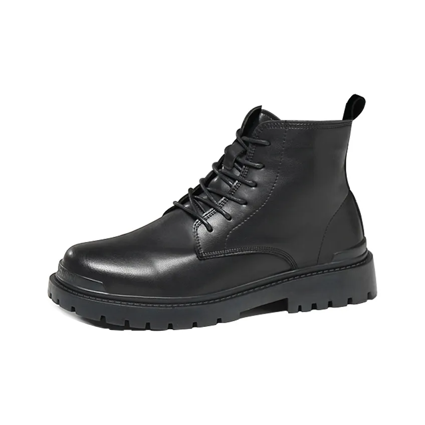 WEISHIBANGWEI Короткий Мартин Ботинок Средний Каблук Мужской Черный