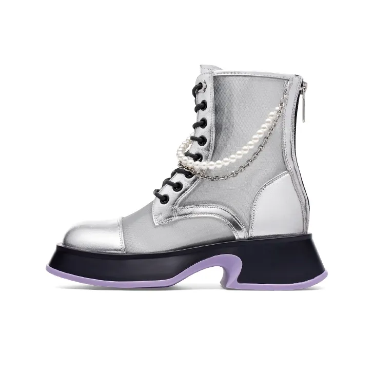 Kiss Kitty Ankle Boots Women's Silver