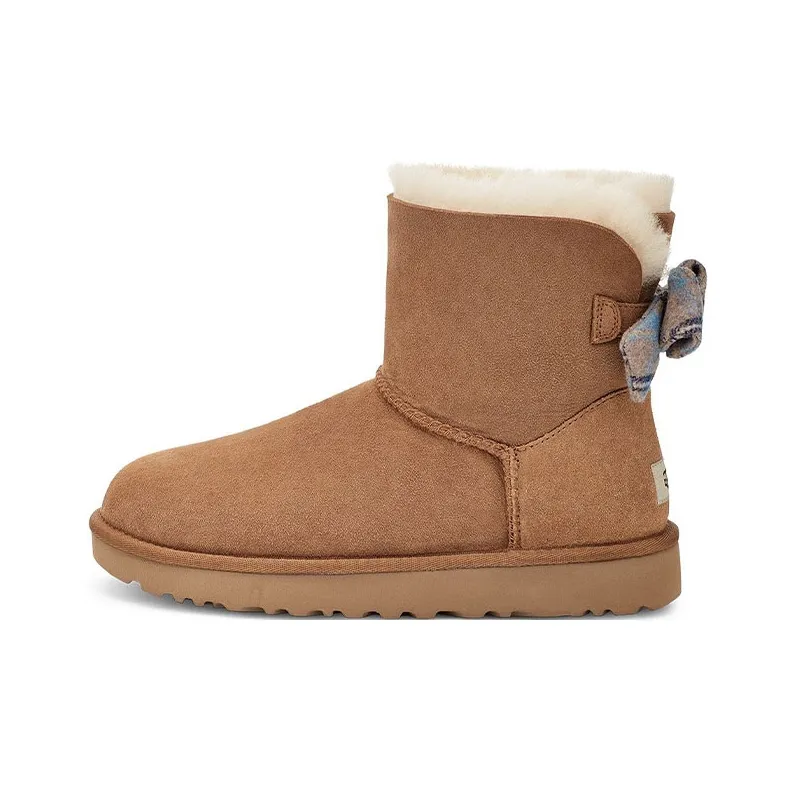 UGG Bailey Термический Износостойкий Покрытие Противоскользящие Короткие Снежные Ботинки Женские Каштановый