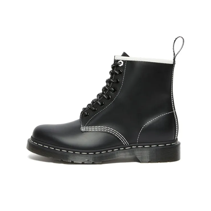 Dr. Martens Dr.Martens 1460 Contrast Stitch Leather Lace Up Boots 'Black Smooth Leather' Women's
