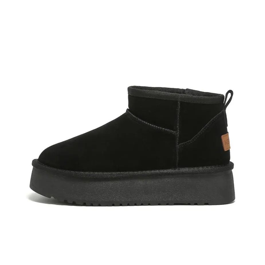 KEKAFU Warm Wear-Resistant Height Increasing Slip-Resistant Short Snow Boots Women's