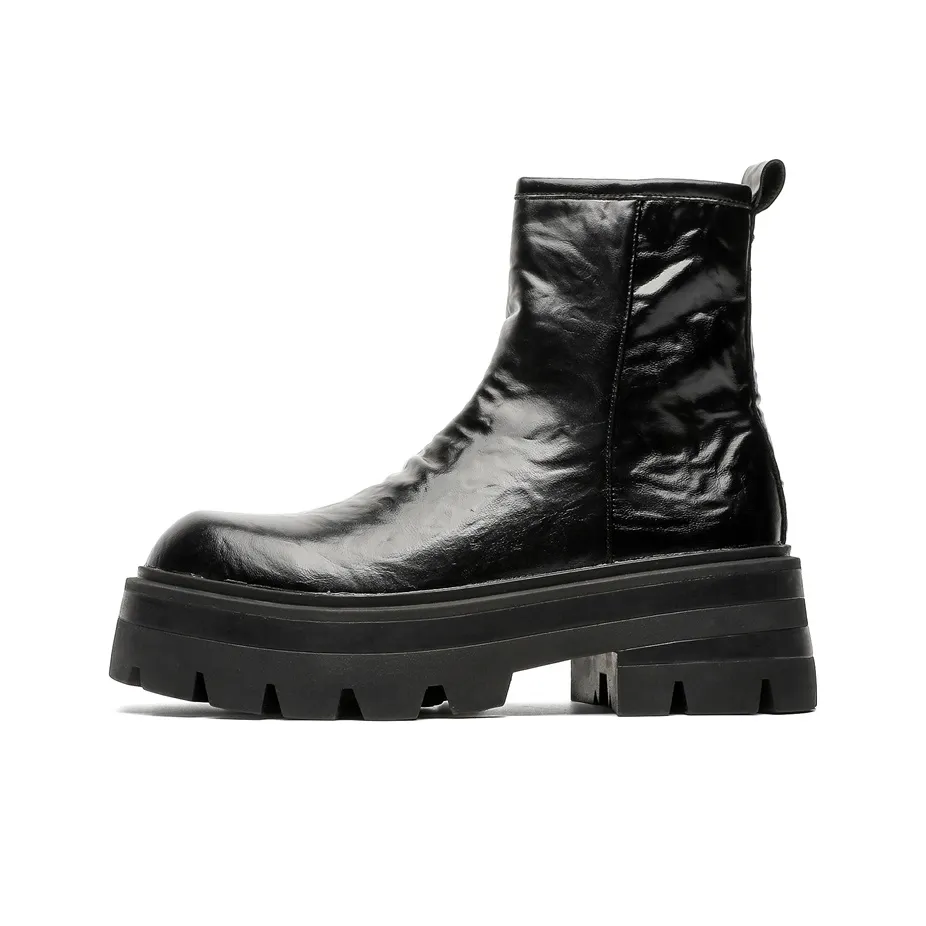 WEISHIBANGWEI Короткий Мартин Ботинок Средний Каблук Мужской Черный