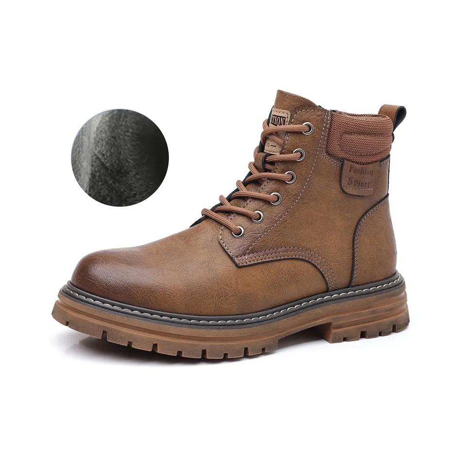 WEISHIBANGWEI Crew Martin Boot Средний каблук Мужской Коричневый