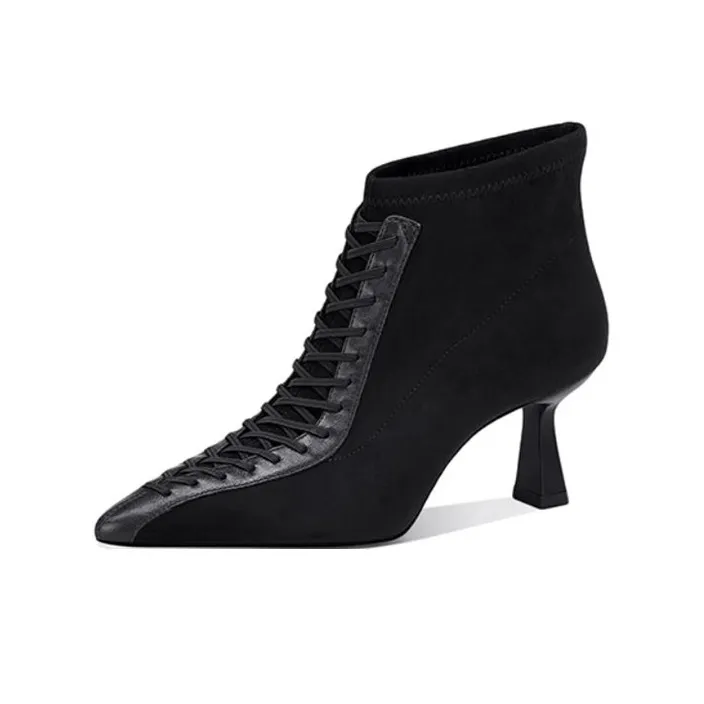 JESSICA SOPHIA Stretch Slimming Fashion Puma Boots Ankle Puma Boots 6cm Women's Black