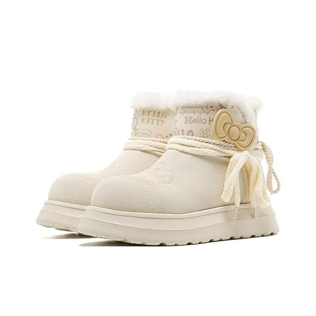 Sanrio x OLD ORDER Thermal Waterproof Height Increasing Crew Fashion Snow Boots Women's Milk White