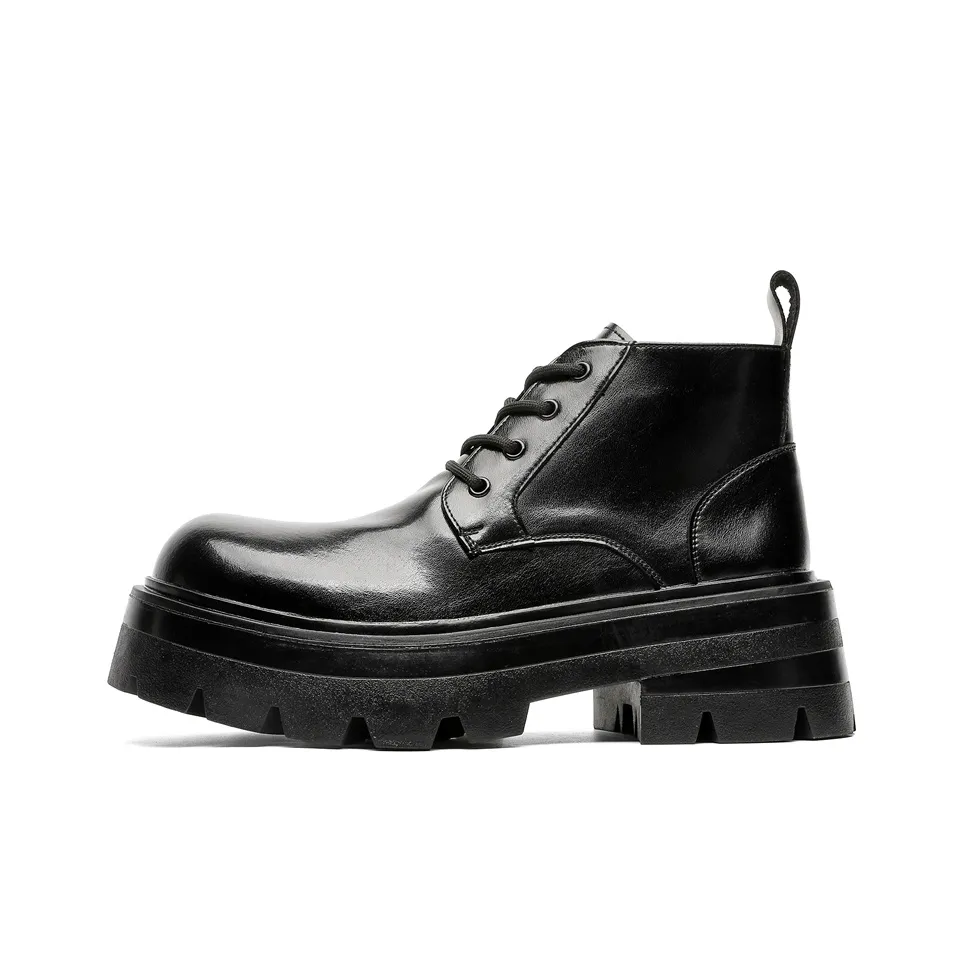 V05 Челси Британский стиль Черные ботинки Martin Boots Пара Обувь Модная Платформа Увеличение высоты Байкер Рабочая обувь