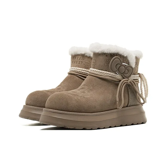 Sanrio x OLD ORDER Thermal Waterproof Height Increasing Crew Fashion Snow Boots Women's Gray