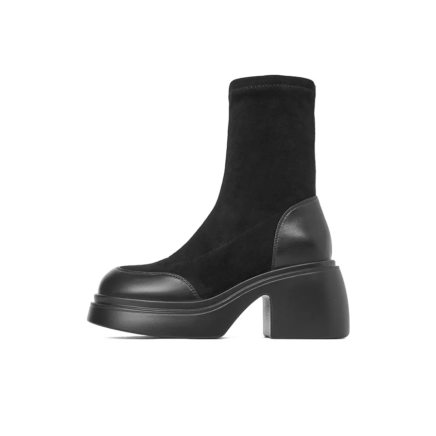 JOSINY Эластичные сапоги и сапоги-носки, черный, тонкий флис, женские