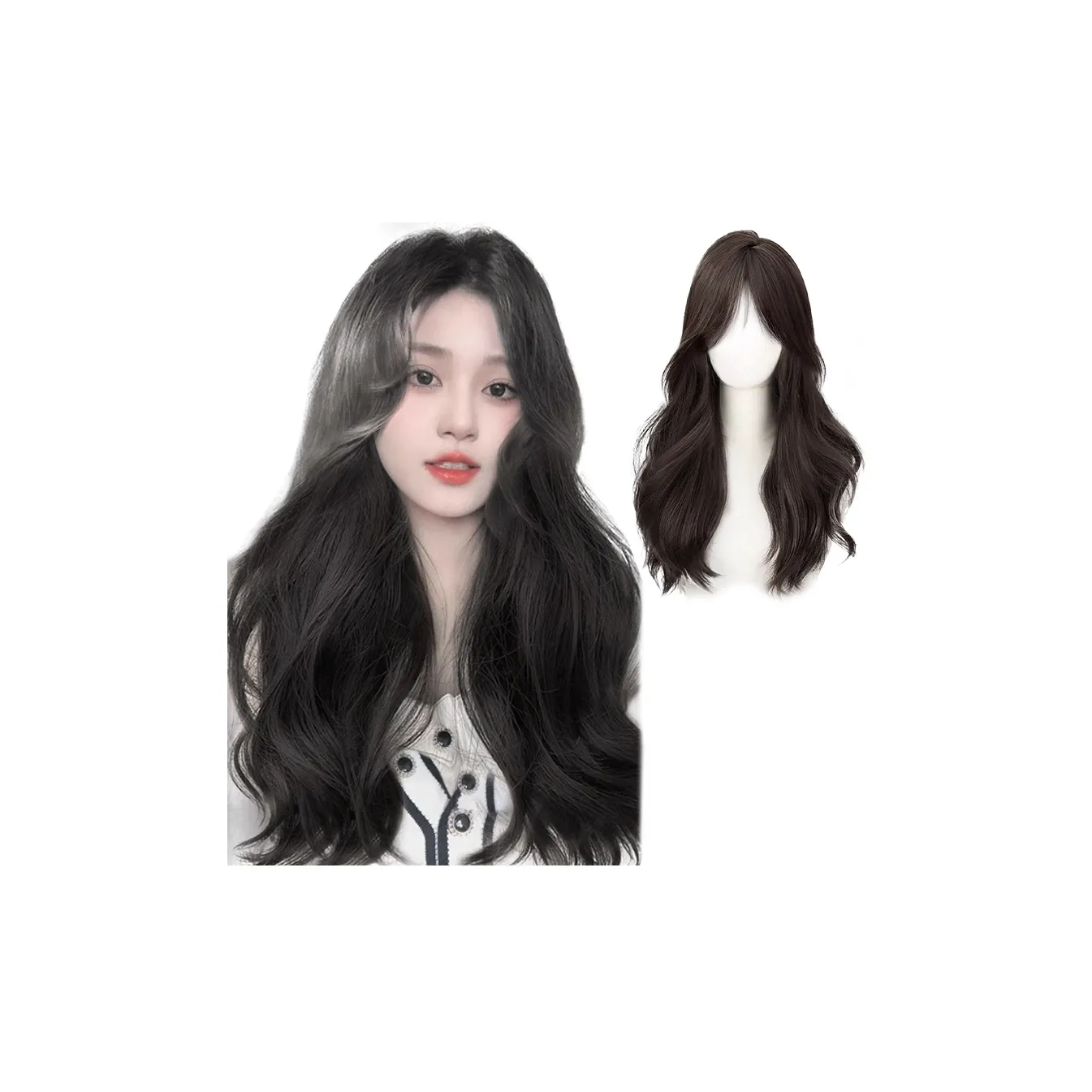 TIANKONGSHU Корейская Средняя Часть Длинная Кудрявая Перука
