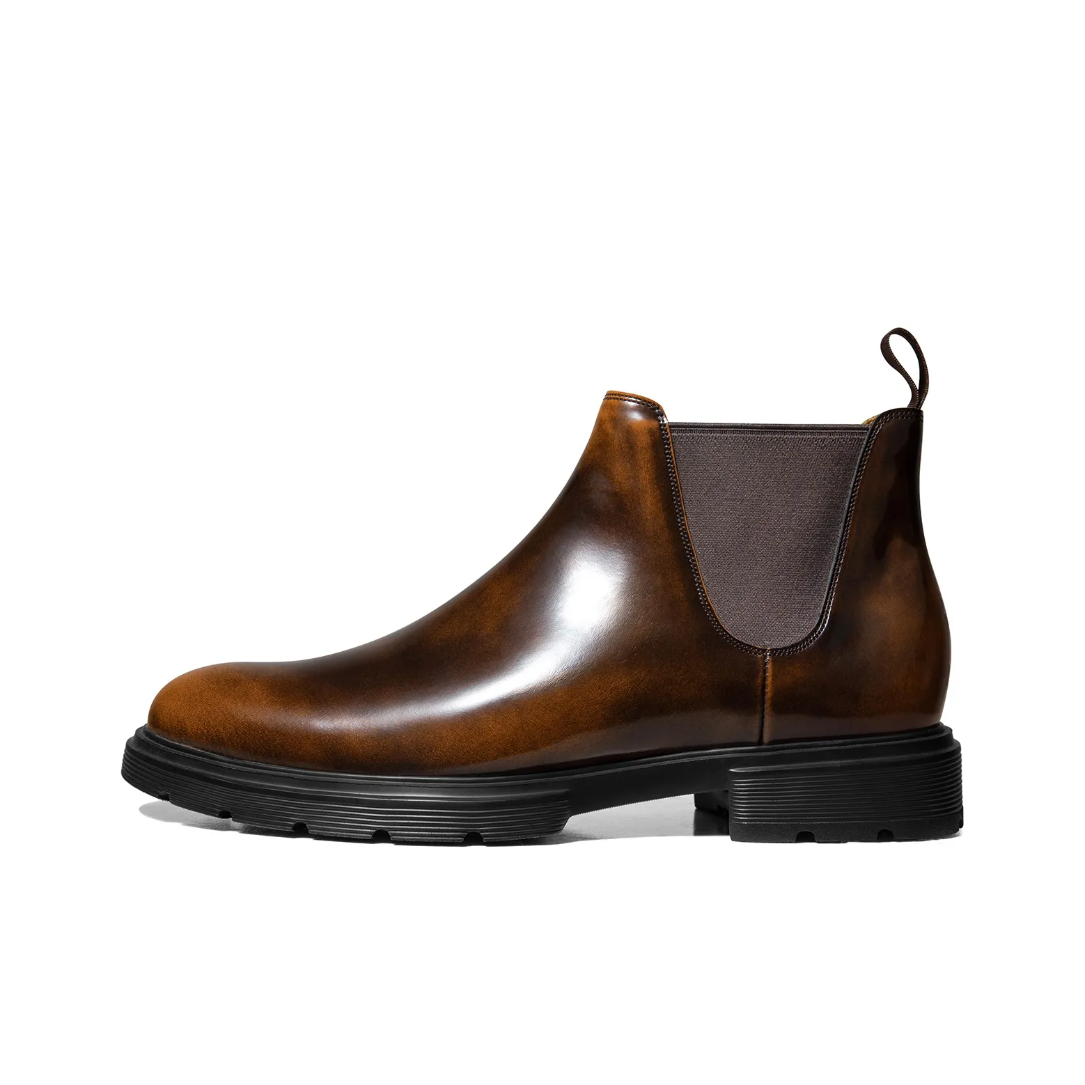 THOM WILLS British Business Versatile Dress Shoes Short Chelsea Boots Men's Dark Brown Color Change