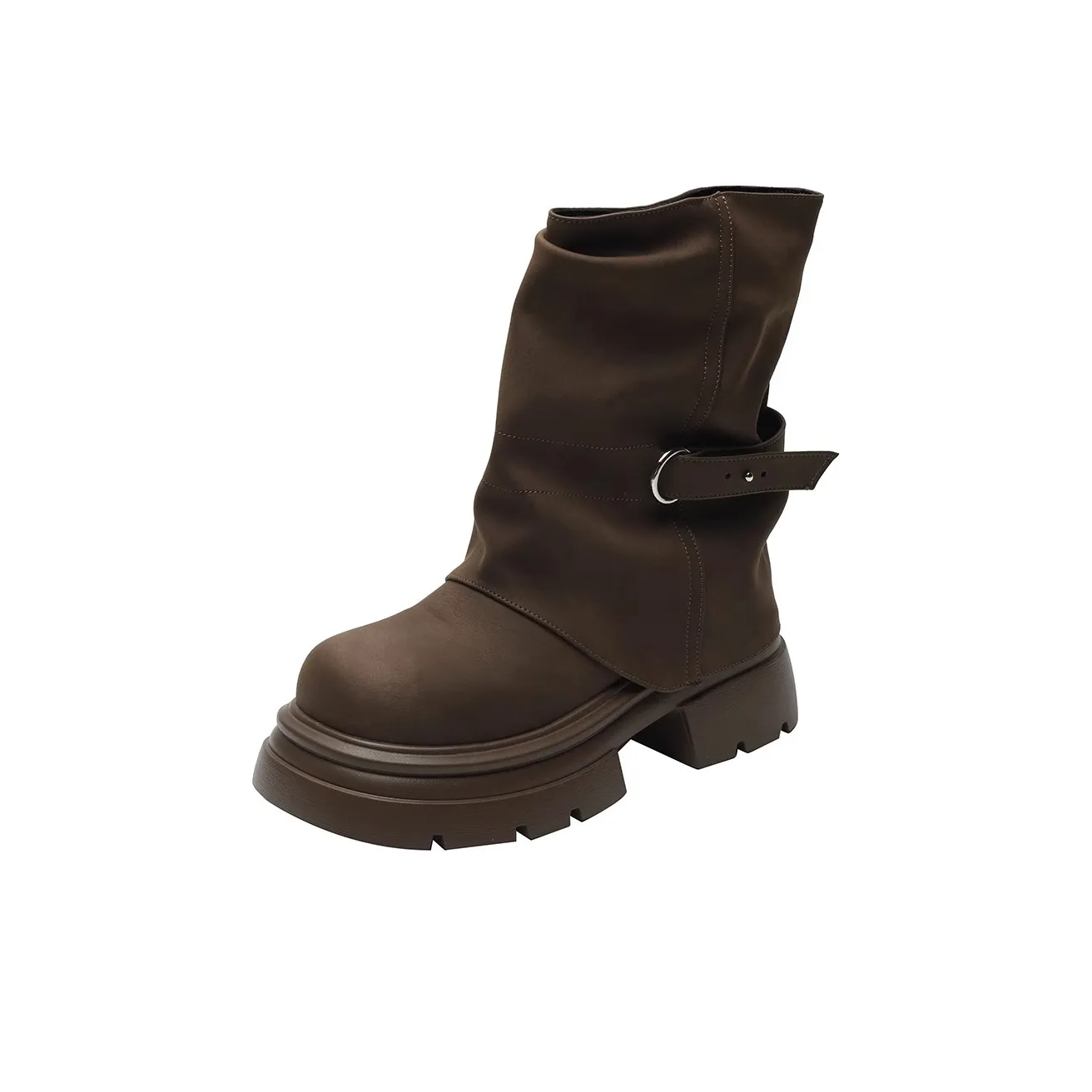 EEueeczs Cylinder Boots Ankle Boots 6.5cm Women's Dark Brown