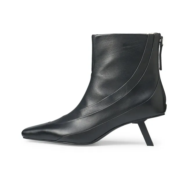 Lost In Echo Fashion Black Cat Heel Height Pointy Square Toe Ankle Boots
