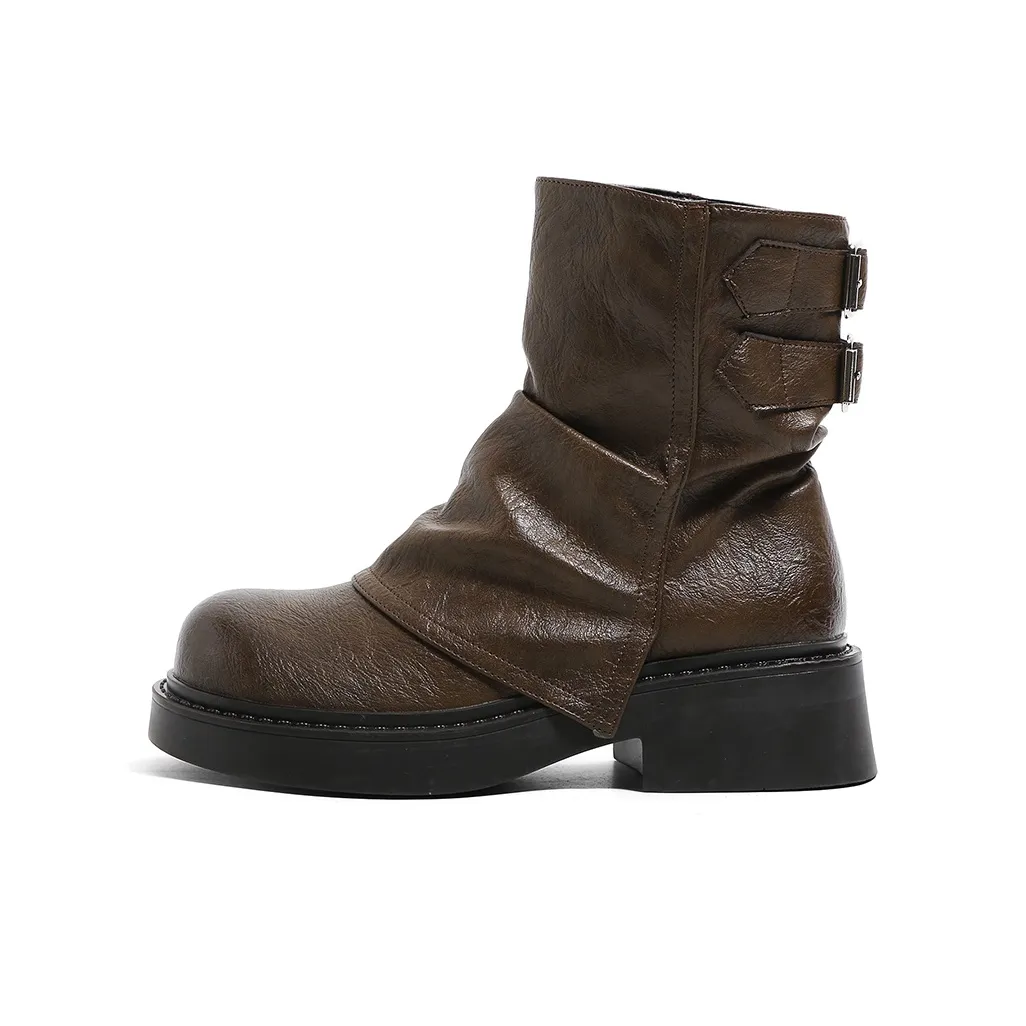 HUANQIU Короткий Мартин Ботинок Низкий каблук Женский