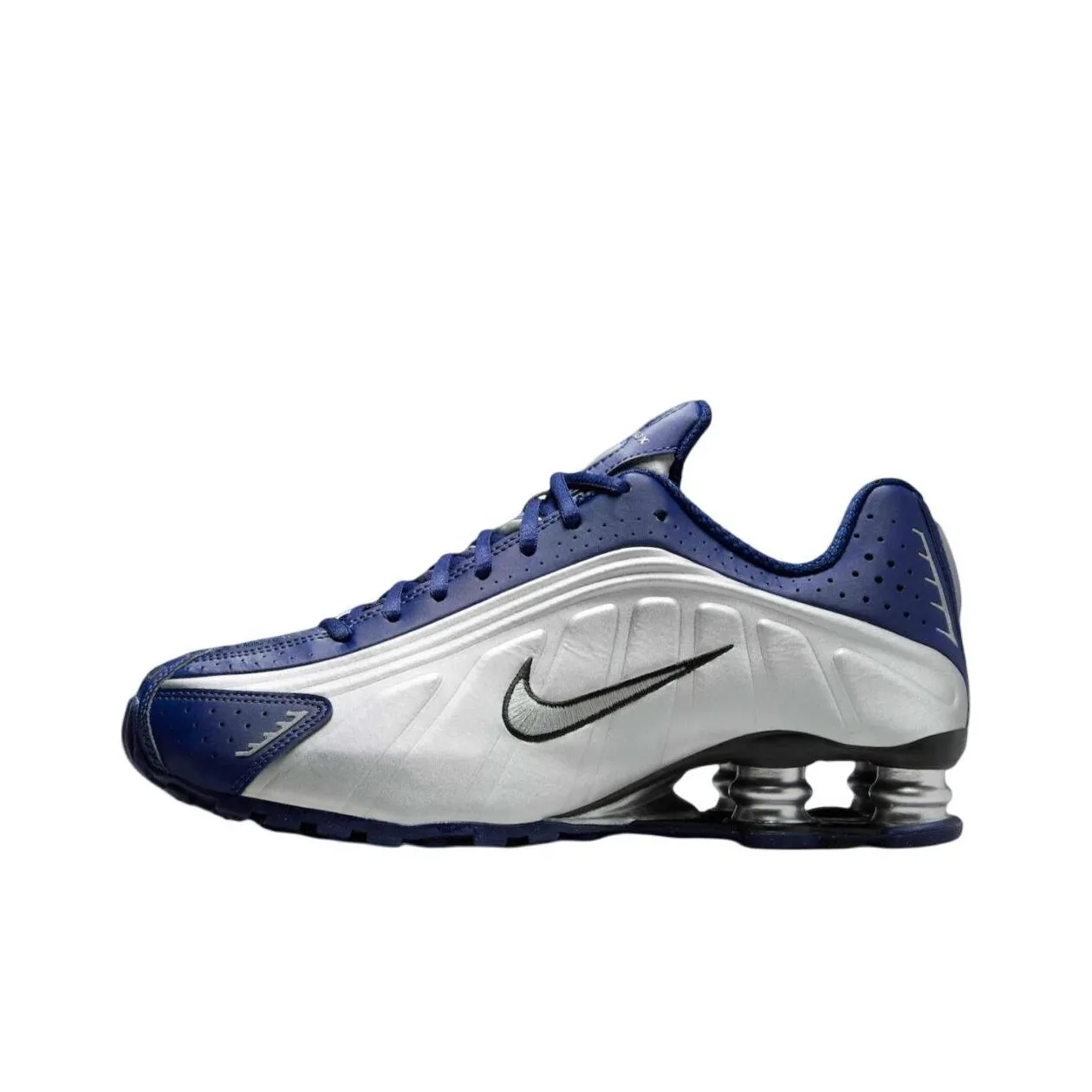 Nike Shox R4 Low Топ Повседневные Беговые Кроссовки Женские Синие и Серебряные