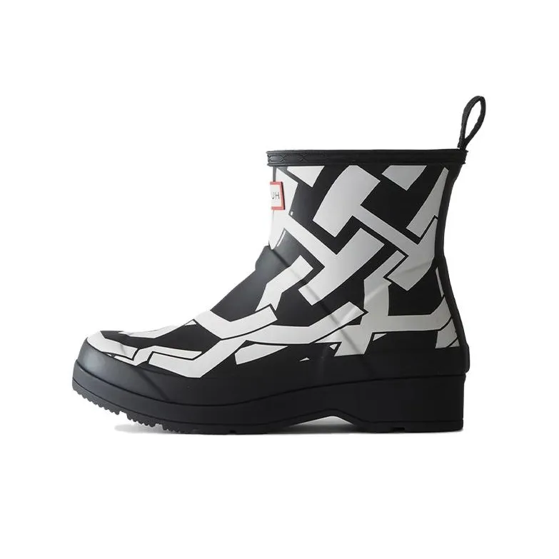 HUNTER Abrasion Resistant Rain Boots Women's Black White