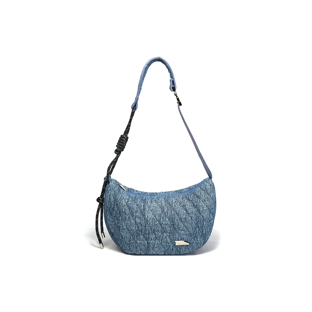 SMTING STUDIO Fabric Crossbody Bag Medium Size Unisex Denim Blue