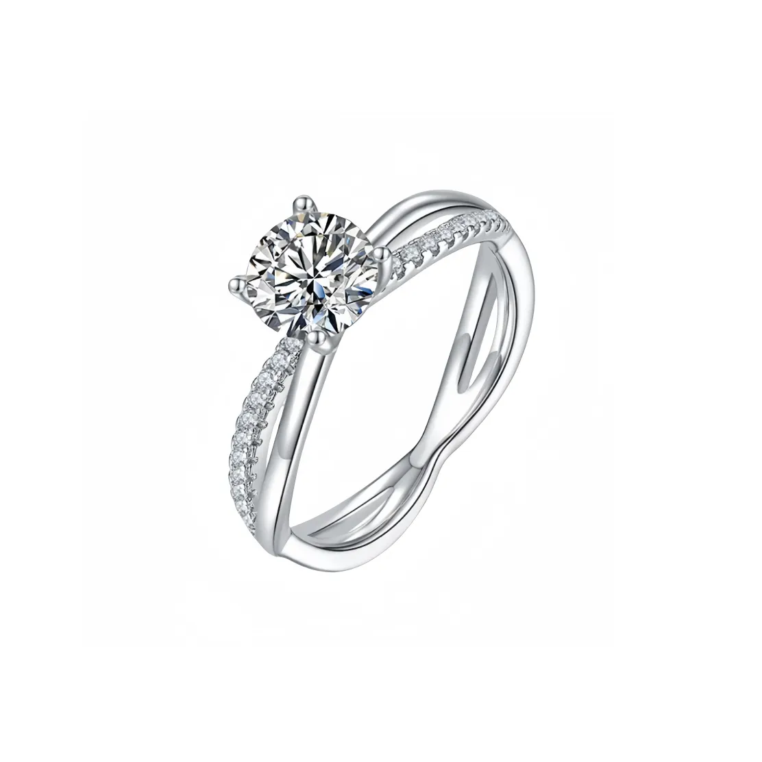 Stone On The Line S925 Silver Moissanite Rings Women's