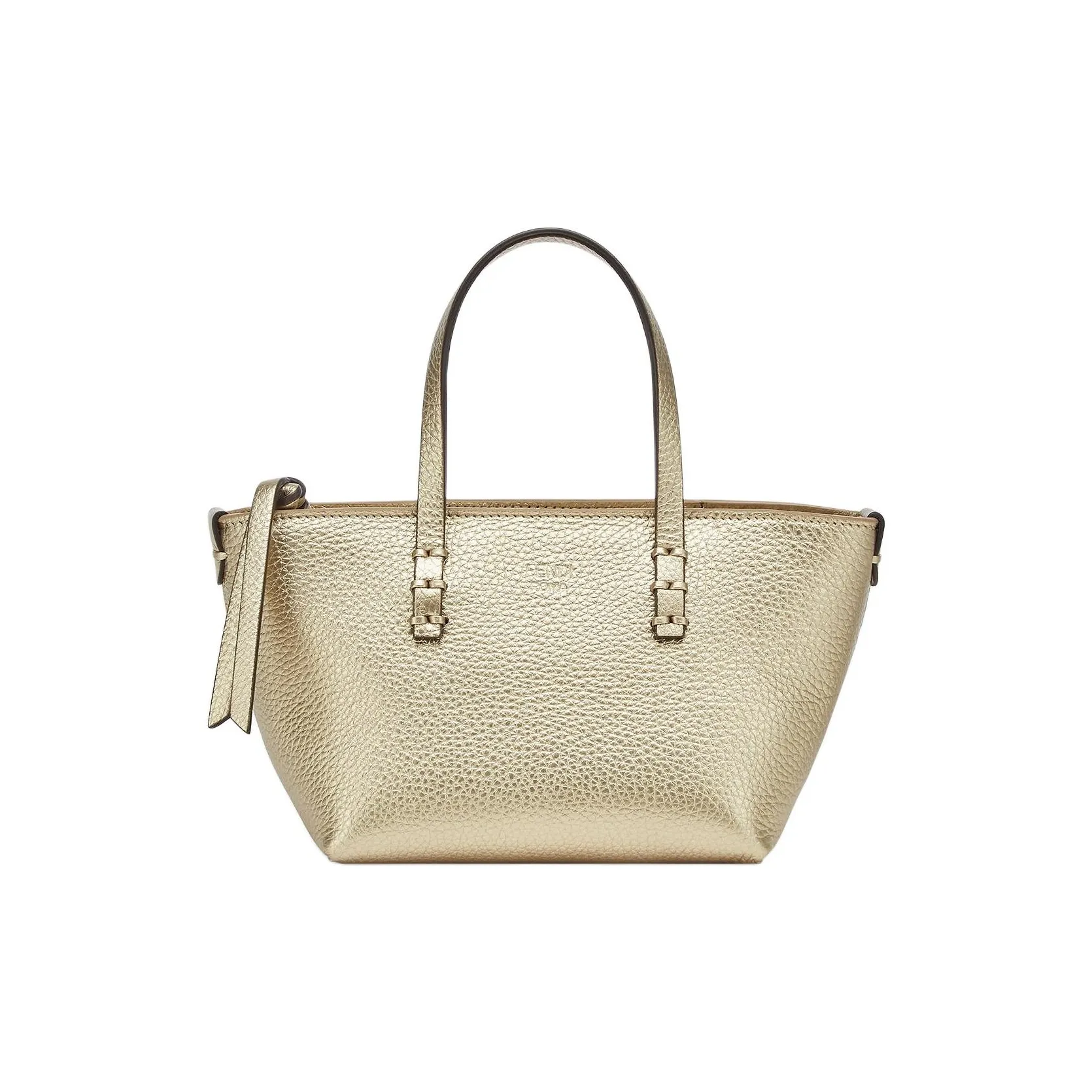 FENDI Cow Leather Shoulder Bag Crossbody Bag Handbag Mini Women's Gold