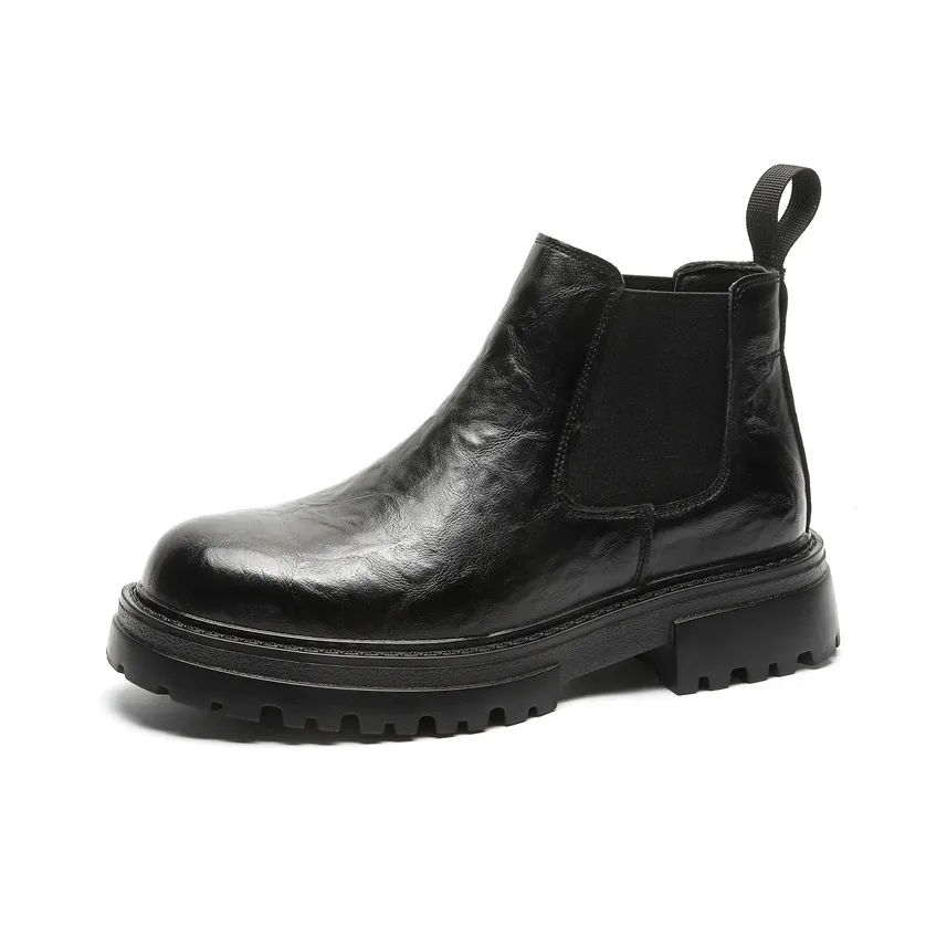 WEISHIBANGWEI Short Chelsea Boots Medium Heel Men's