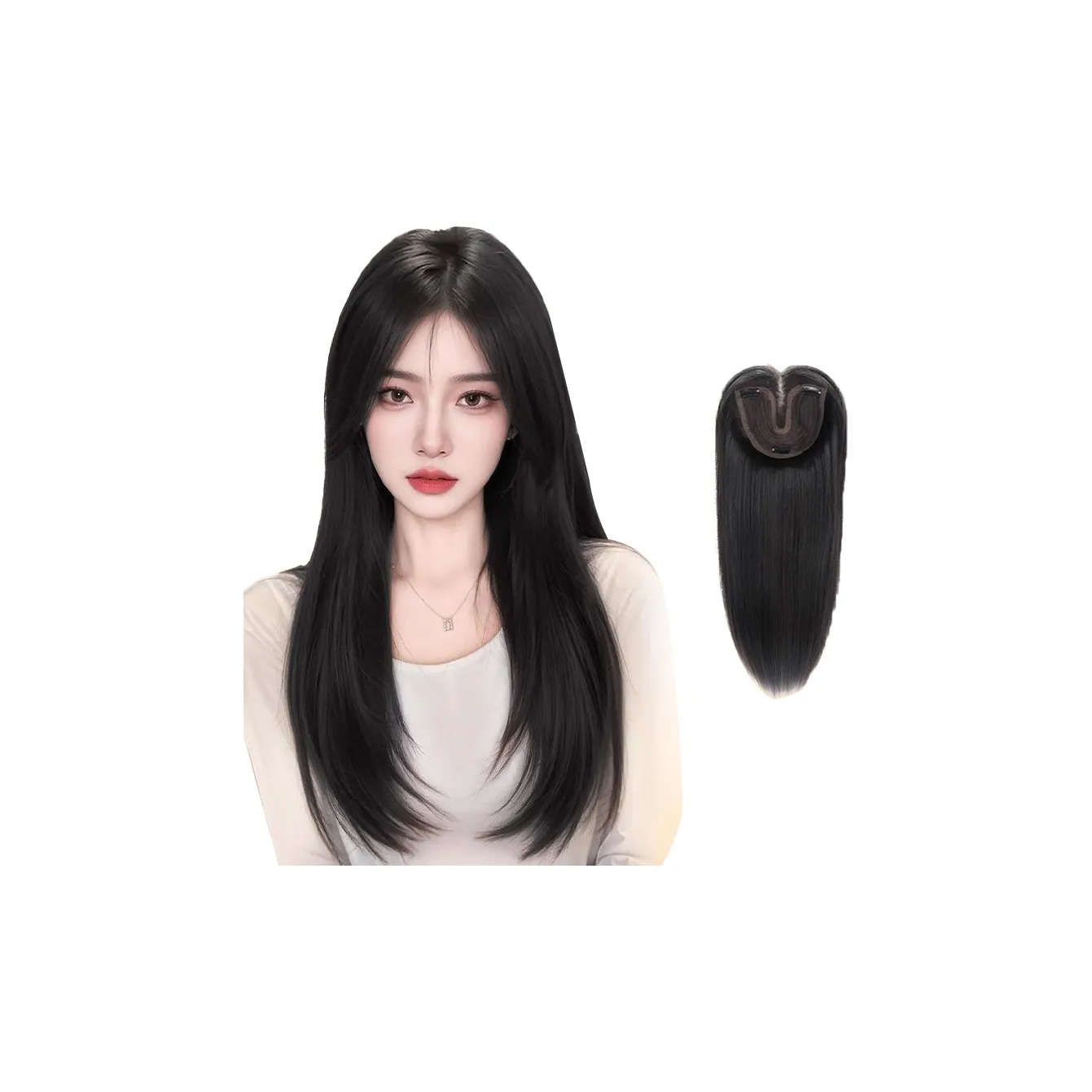 GLUNA Средний Раздел Топ Перука Парик Коричневый Черный Холодный Коричневый 55 см