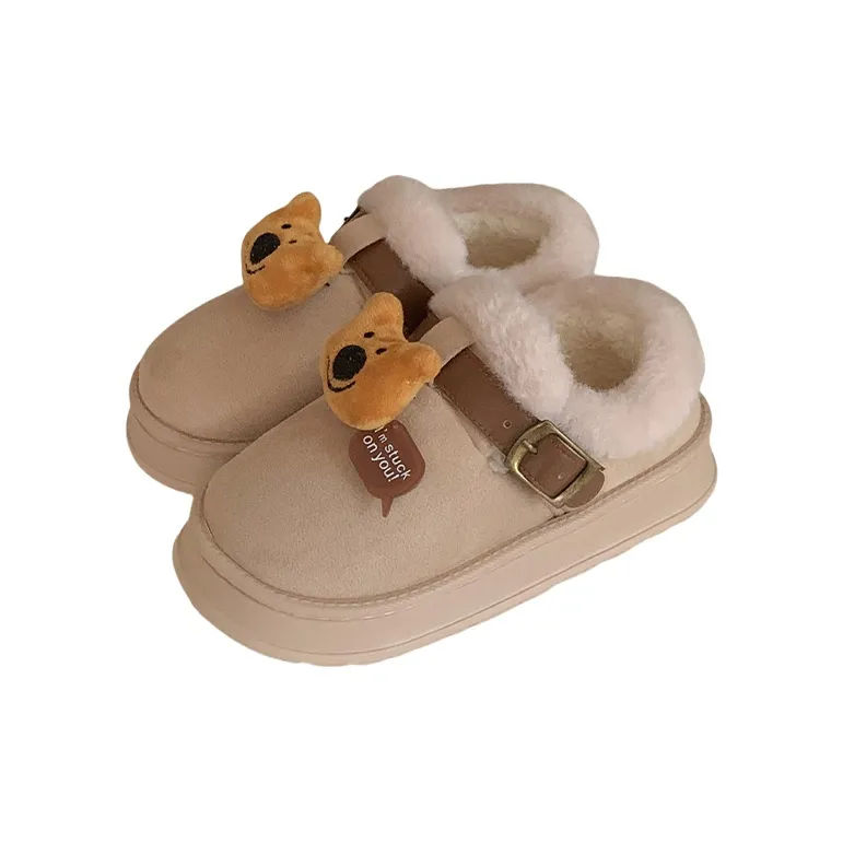 SHIGUDE Cotton Slippers Women's Khaki