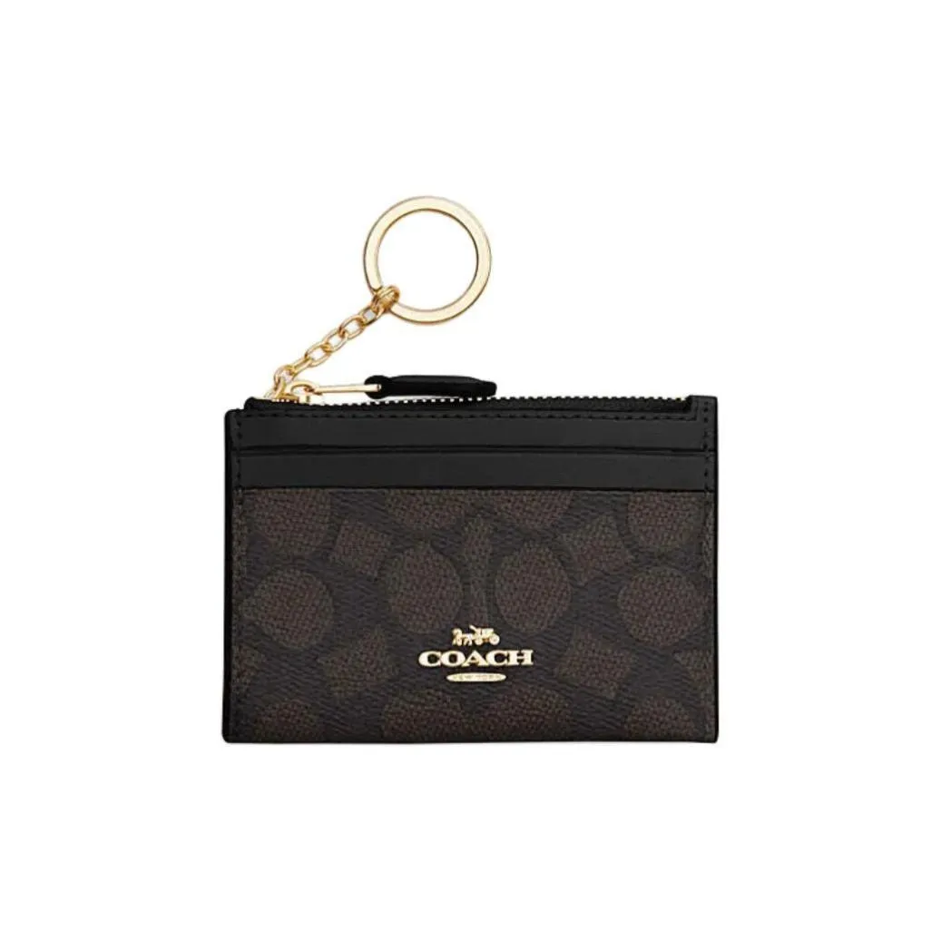COACH Skinny Id Case Artificial Rockstud With Plastic Card Holder Mini Women's Walnut & Black