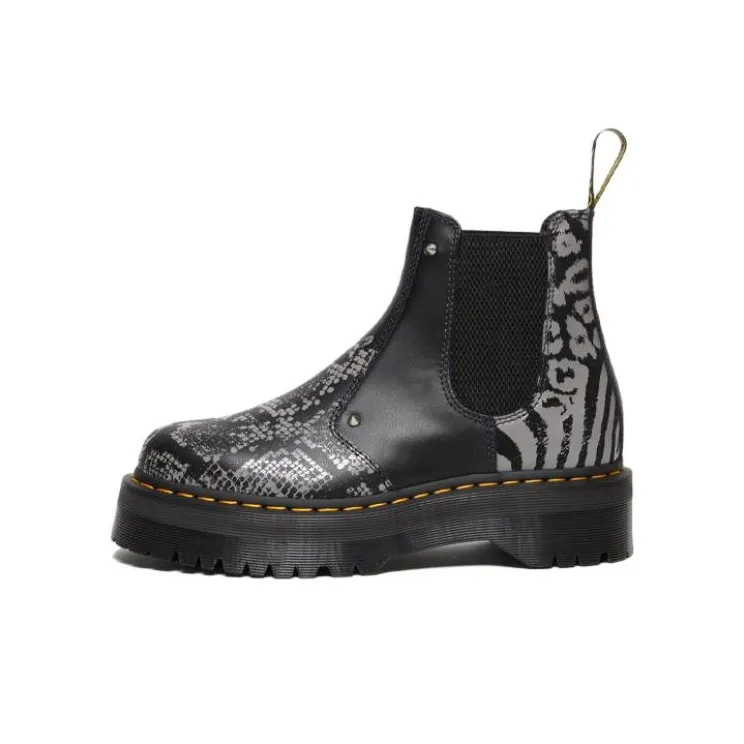Dr.Martens 2976 Quad Platform Animal Print Boots 'Black Grey'