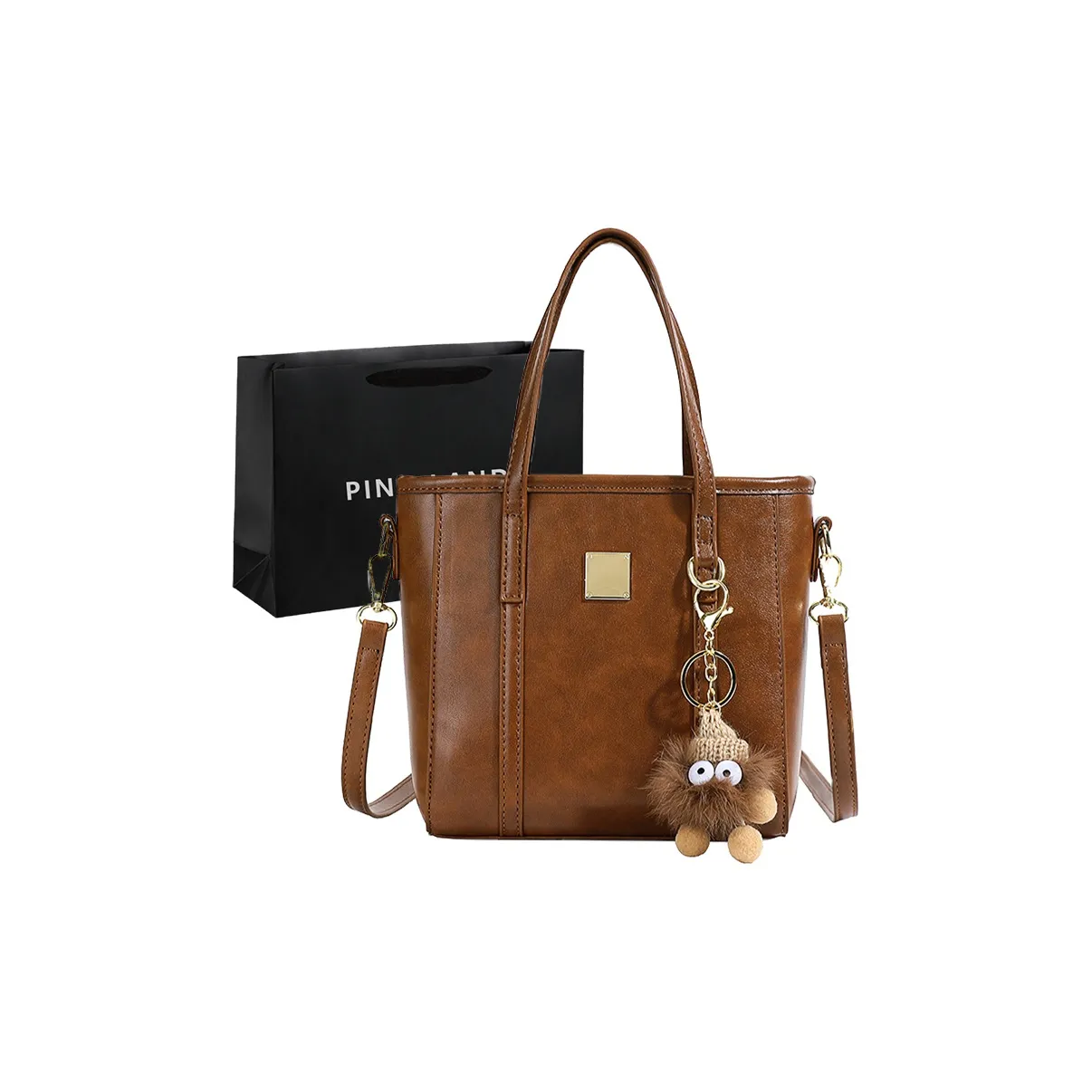 PINK·LAND ПУ (полиуретан) Ведрообразная сумка Сумка Женская Желтый Коричневый Коричневый Кофейный Черный