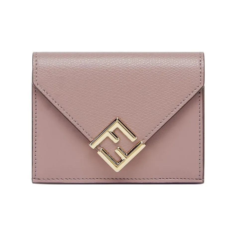 FENDI FF Diamonds Series Calfskin Wallet Medium Size Women's Pink