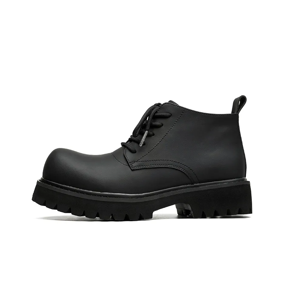 Fire Flying Fish Biker Martin Trendy Ankle Boots Men's Black
