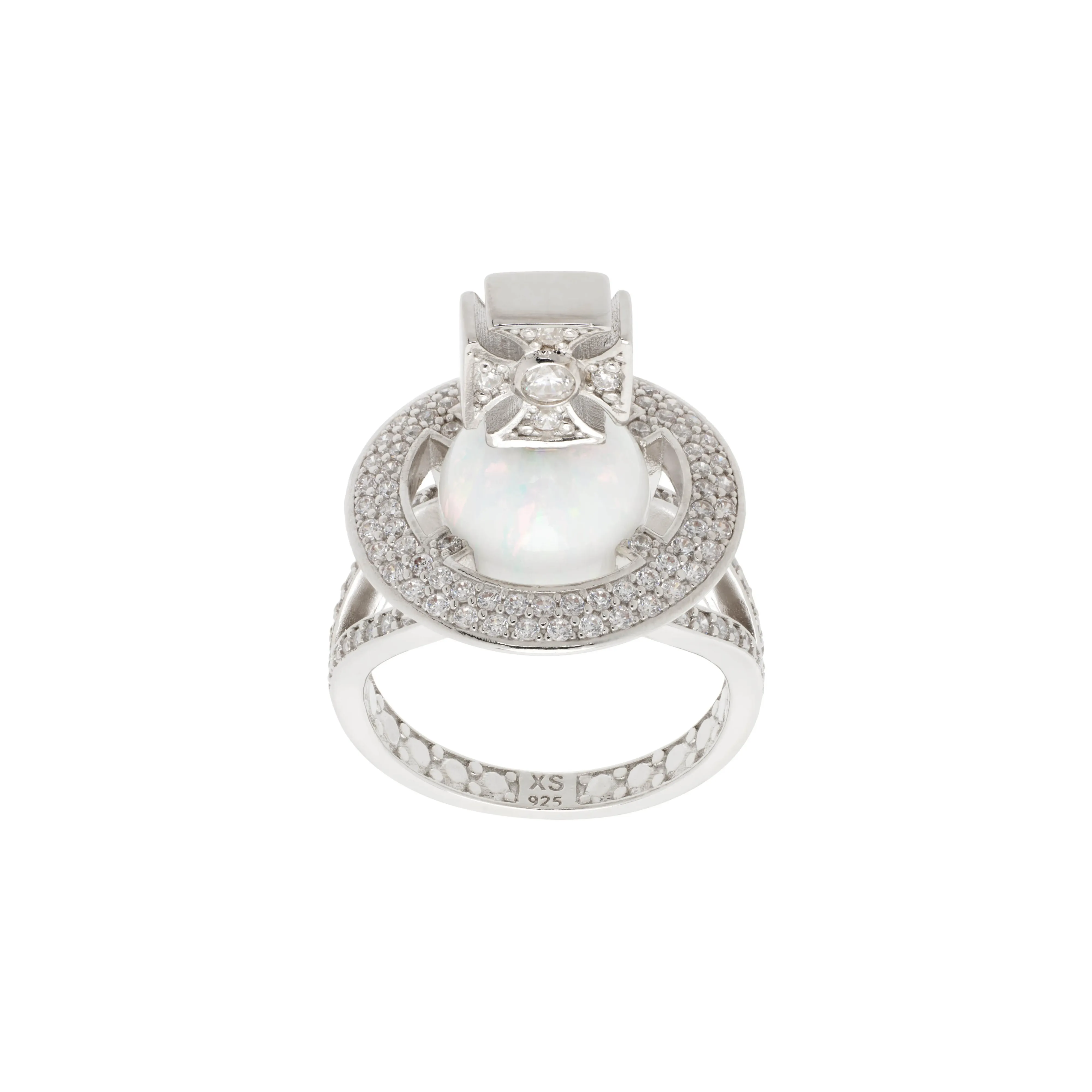 Vivienne Westwood 925 Sterling Silver Crystal Iridescent Stone Rings Men's Silver