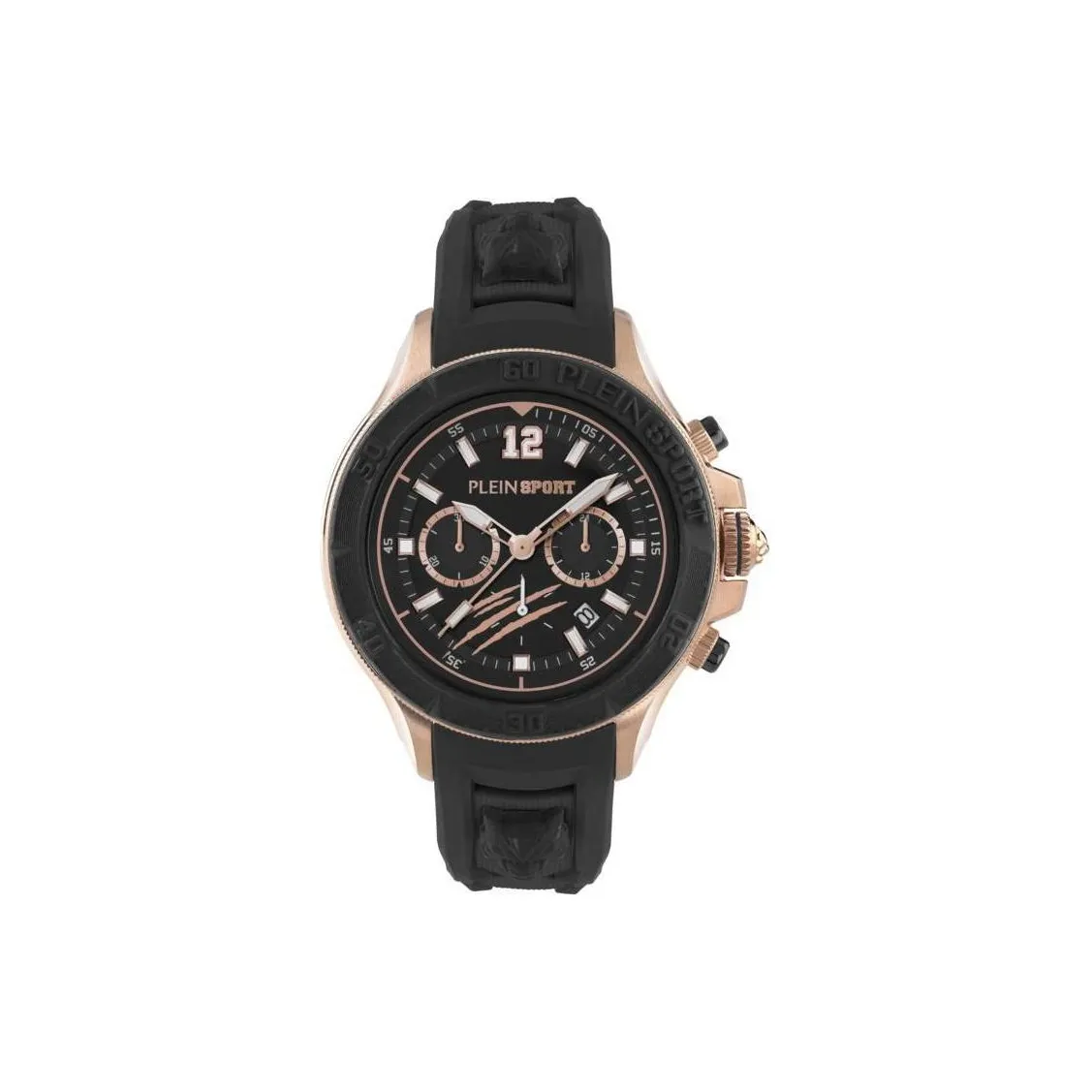 PLEIN SPORT Наручные часы Кварцевый механизм Силиконовый ремешок 47,5 мм Черный циферблат Мужские часы