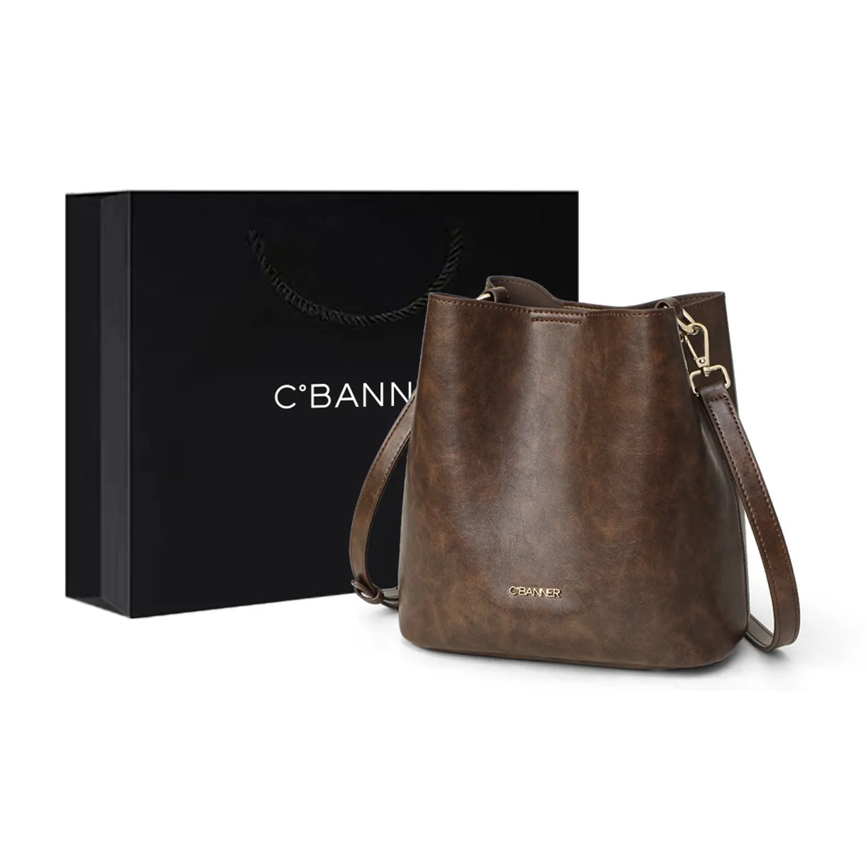 C°BANNER Synthetic Leather Shoulder Bag, Crossbody Bag, Bucket Bag Regular Women's Coffee
