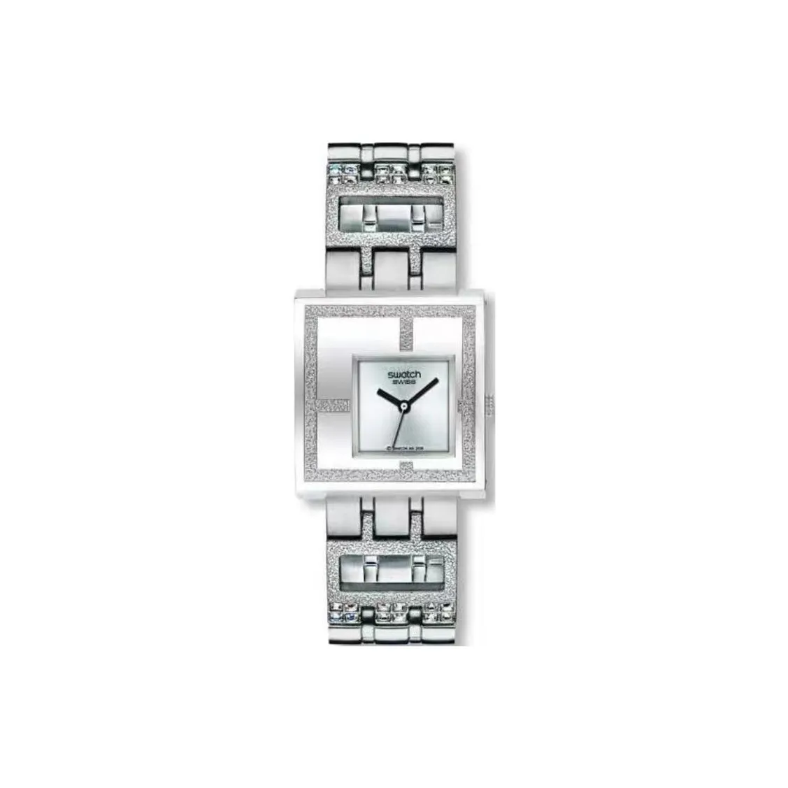 Swatch Quartz Механизм Женские часы 32,3*34,5 мм Серебристый циферблат Корпус из нержавеющей стали Ремешок из нержавеющей стали