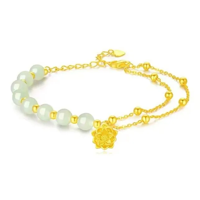 FUSSEM Hetian Jade Bracelets Pale Greenish White Jade Women's