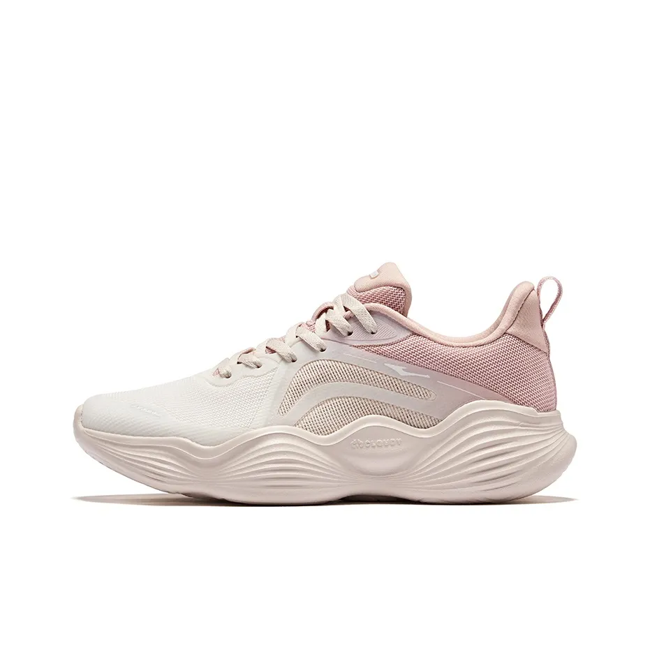 Erke Bubbling Stretch 2.5 Shock Absorbers Rebound Low Top Casual Running Shoes Women's Microcrystal White Clay Pink