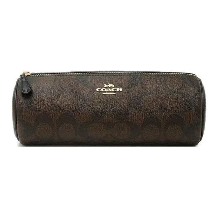 COACH PVC Clutch Medium Size Women's Dark Brown