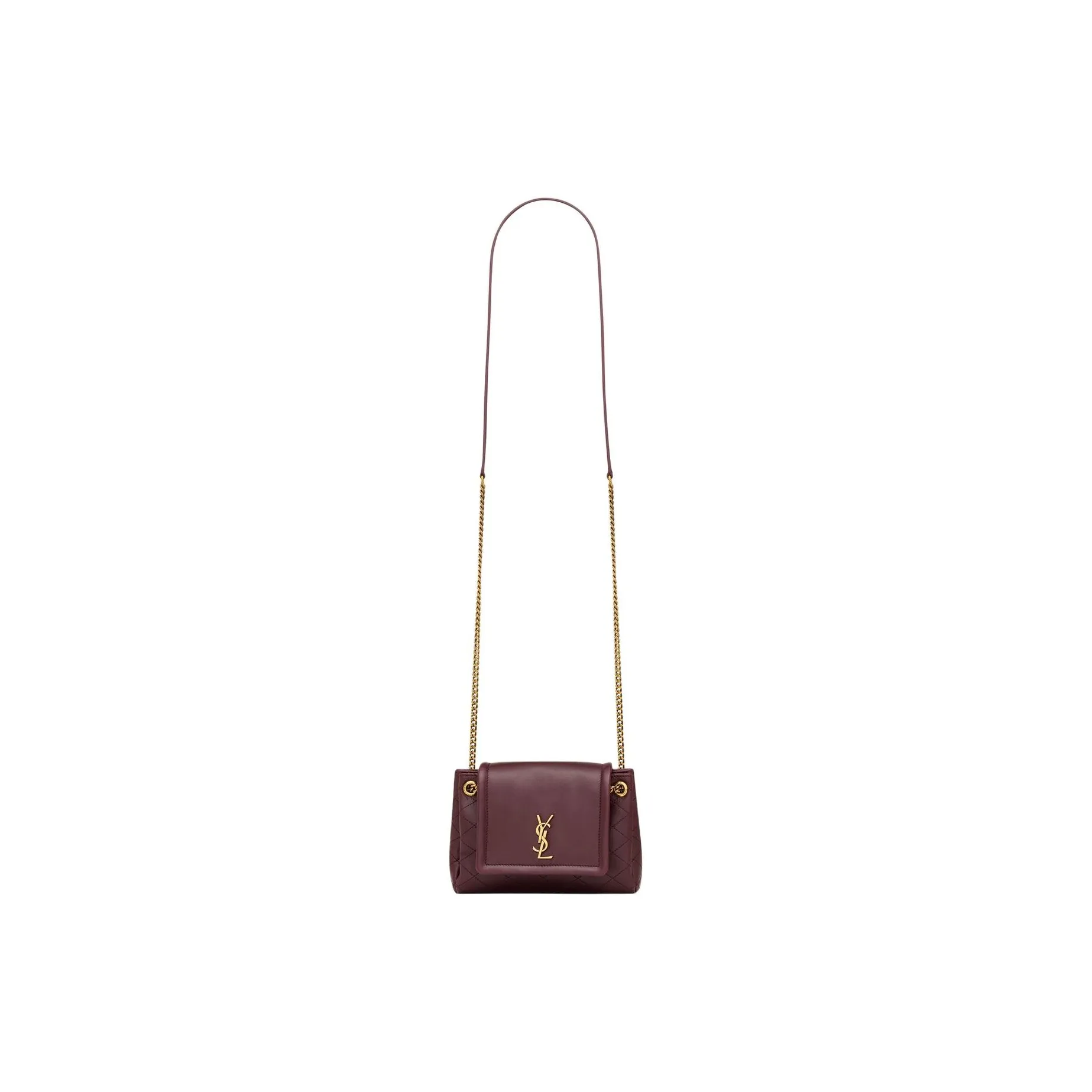 SAINT LAURENT Lambskin Crossbody Bag Mini Women's Hot Wine