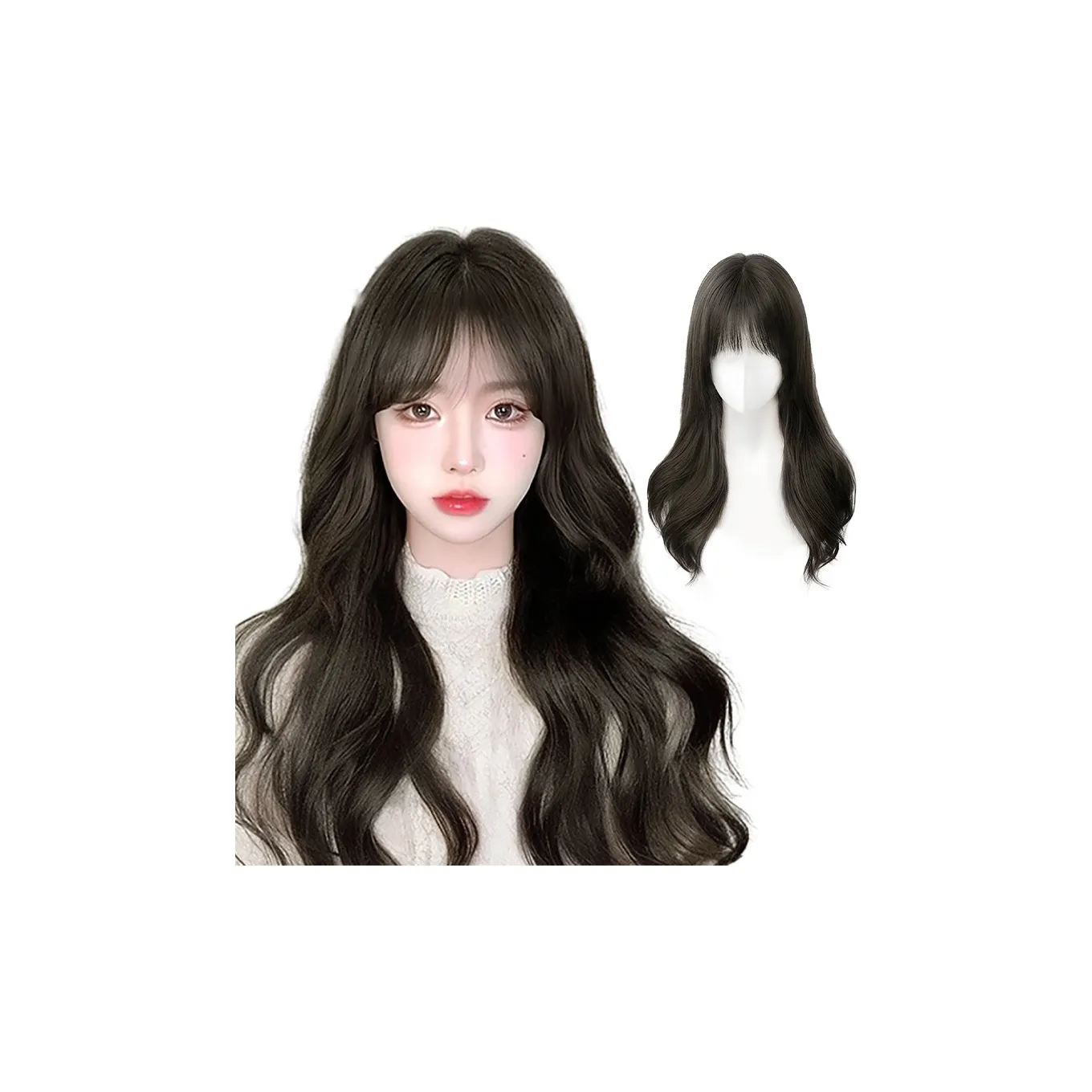 MUYAN Длинные кудрявые волосы полная перука для женщин темный чайный холодный коричневый 55 см
