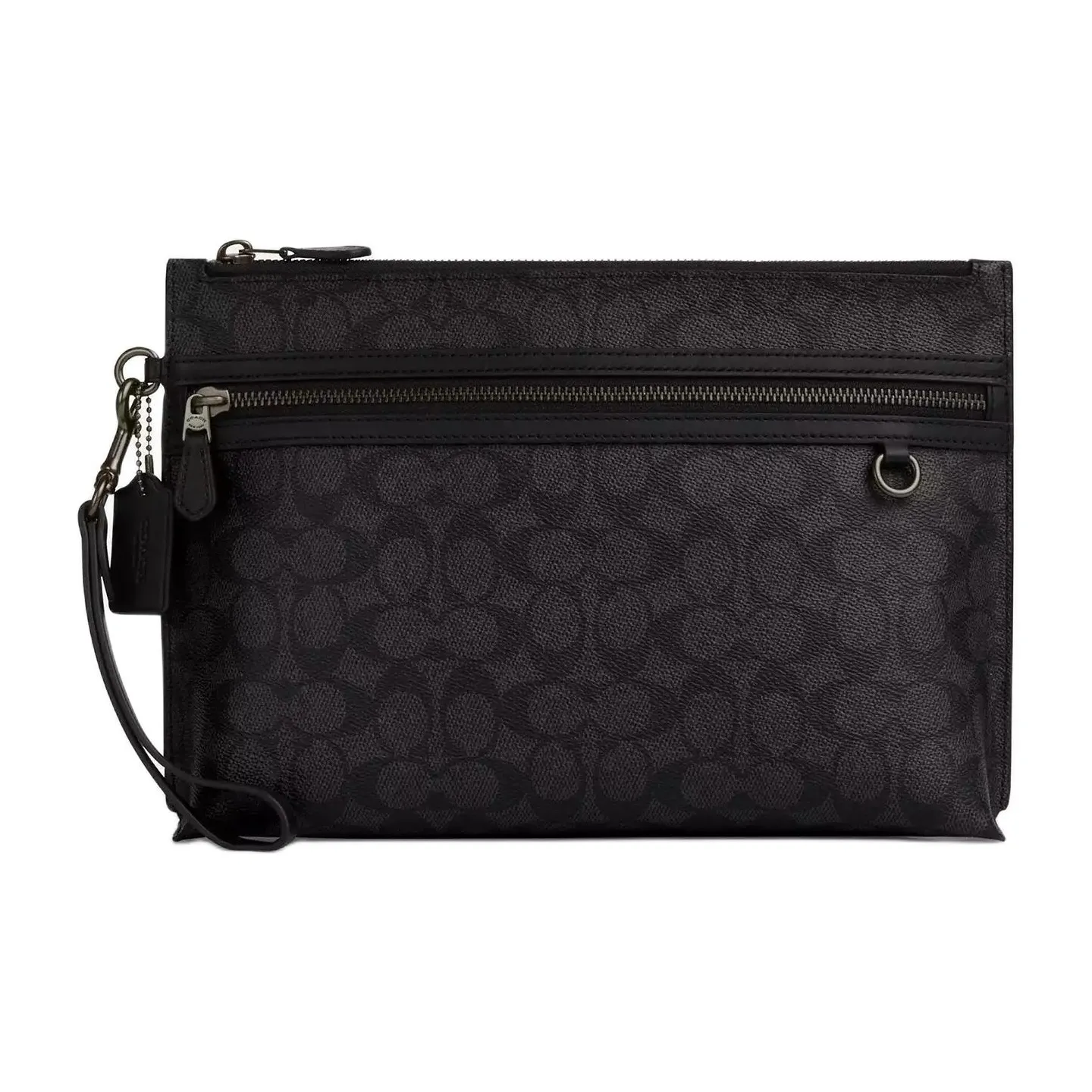 COACH Pouch Покрытый холст Клатч Большой Унисекс Черный
