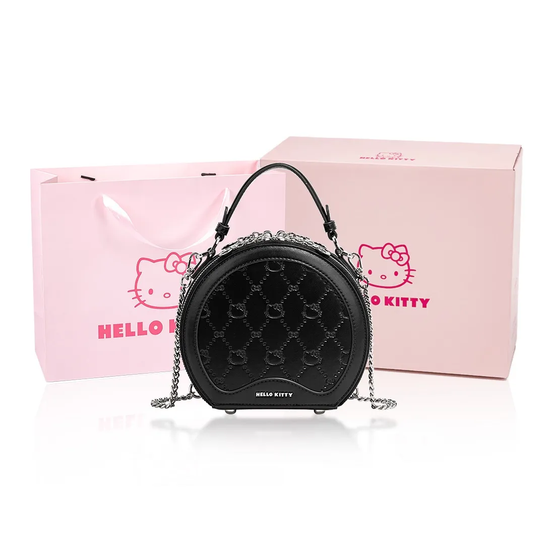 MESUCA Sanrio Collaboration Kitty Series PU Cosmetic Crossbody Handbag Regular Women's Black/White