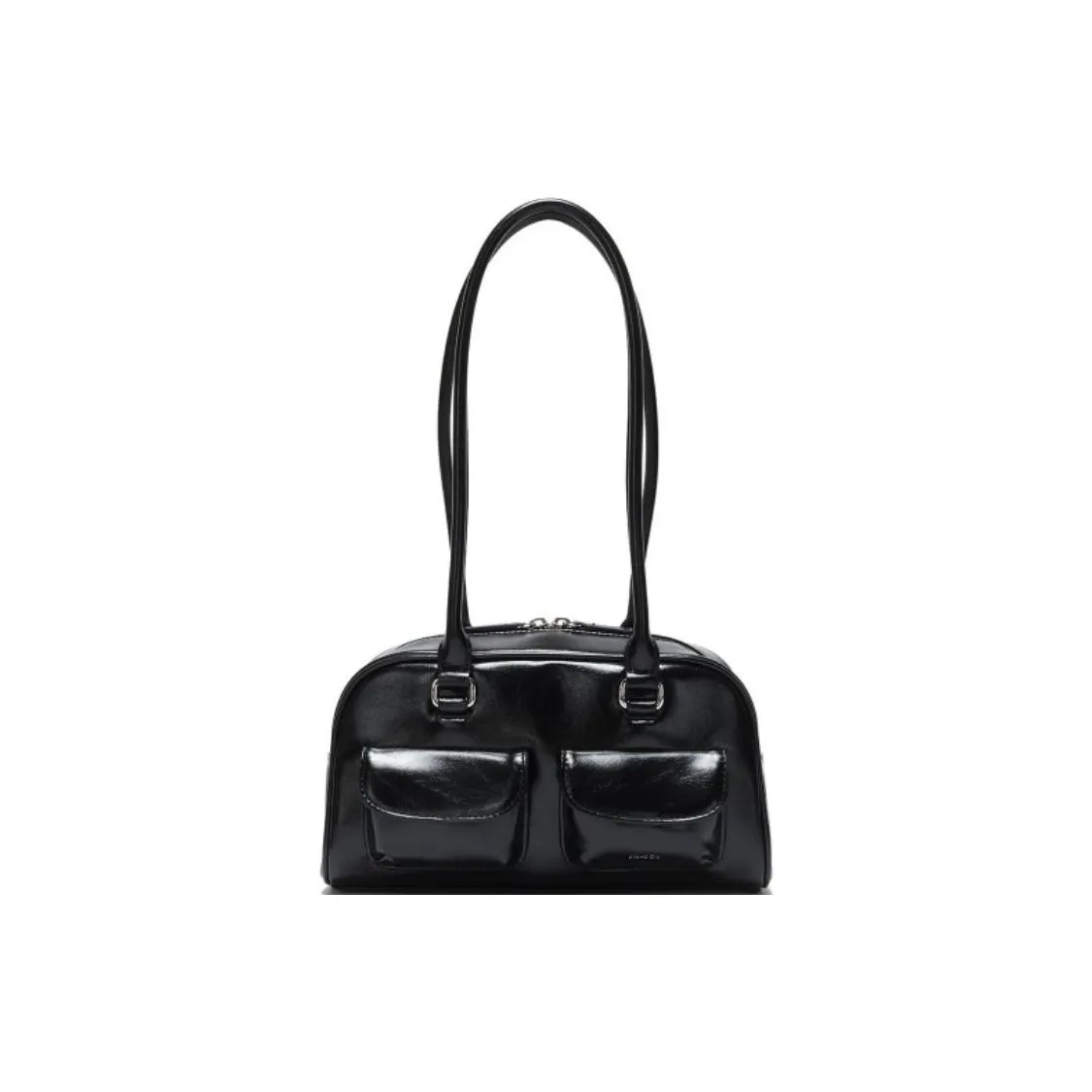 Stand Oil Vegan Leather Bowling Bag, Handbag, Shoulder Bag Regular Women's Black